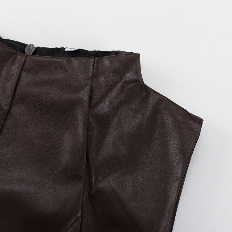 Stylish High-waisted Maxi Dress With Stand-up Collar