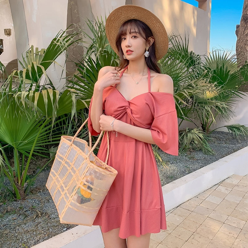 Womens Figure-Flattering Modest One-Piece Skirted Spa Swimsuit