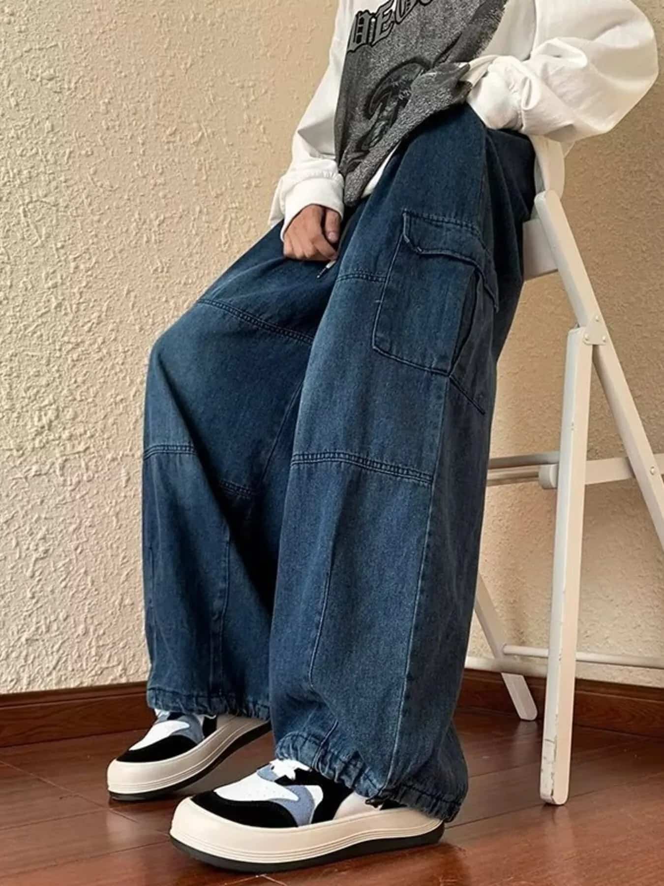Men's Full Size Loose Fit Cargo Jeans Plus Size
