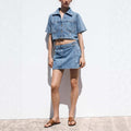 Denim Shirt-Dress & Wide Leg Pants Co-ord Set