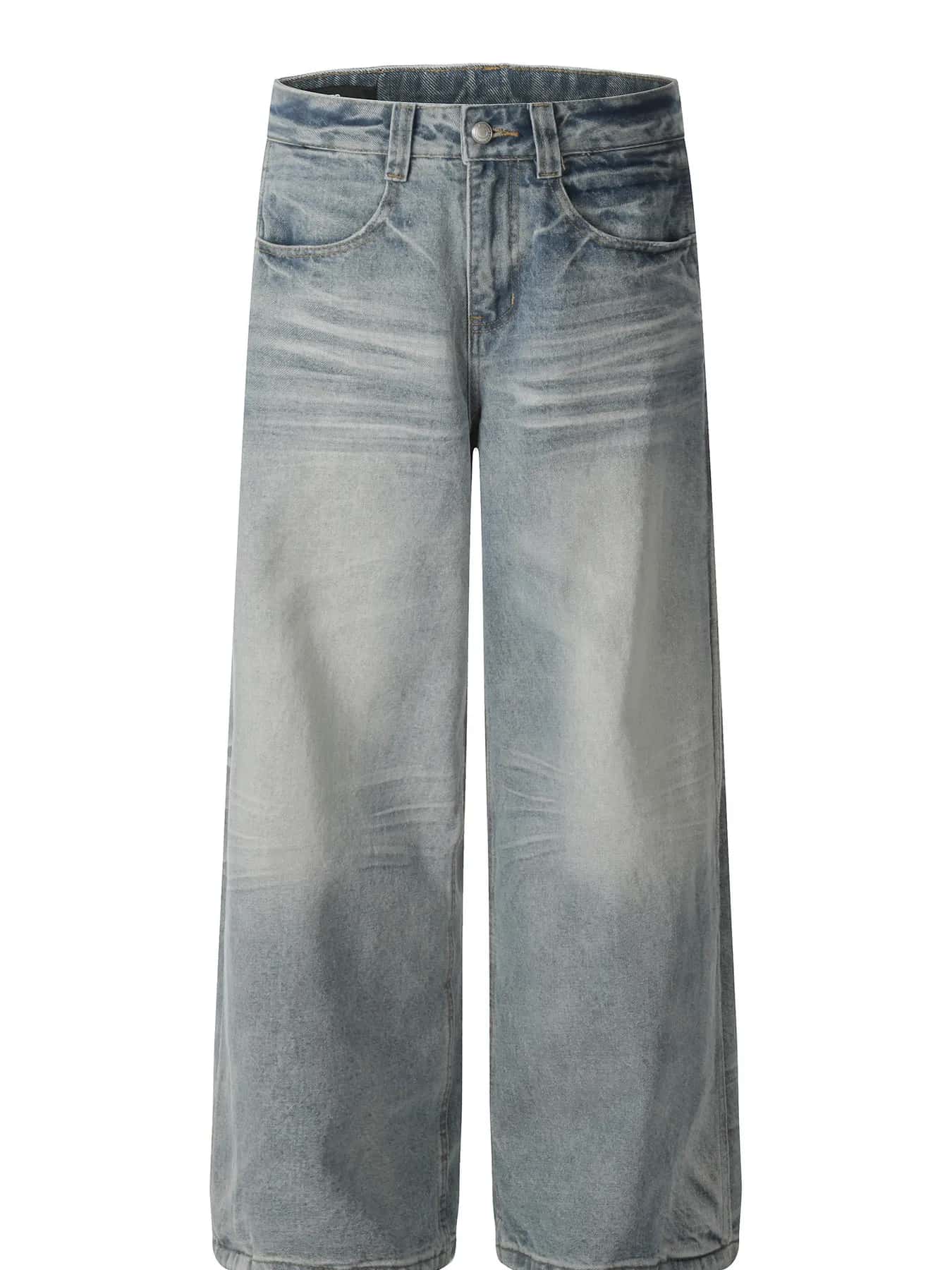 Men's Wide Leg Wash Denim Jeans