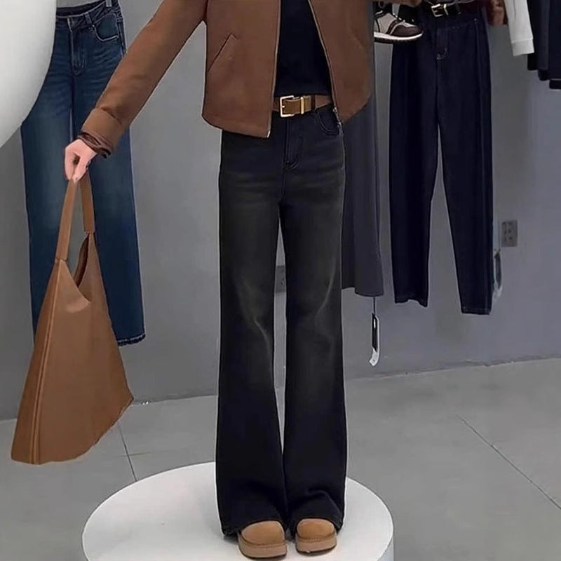 Black Flared Casual Jeans For Women