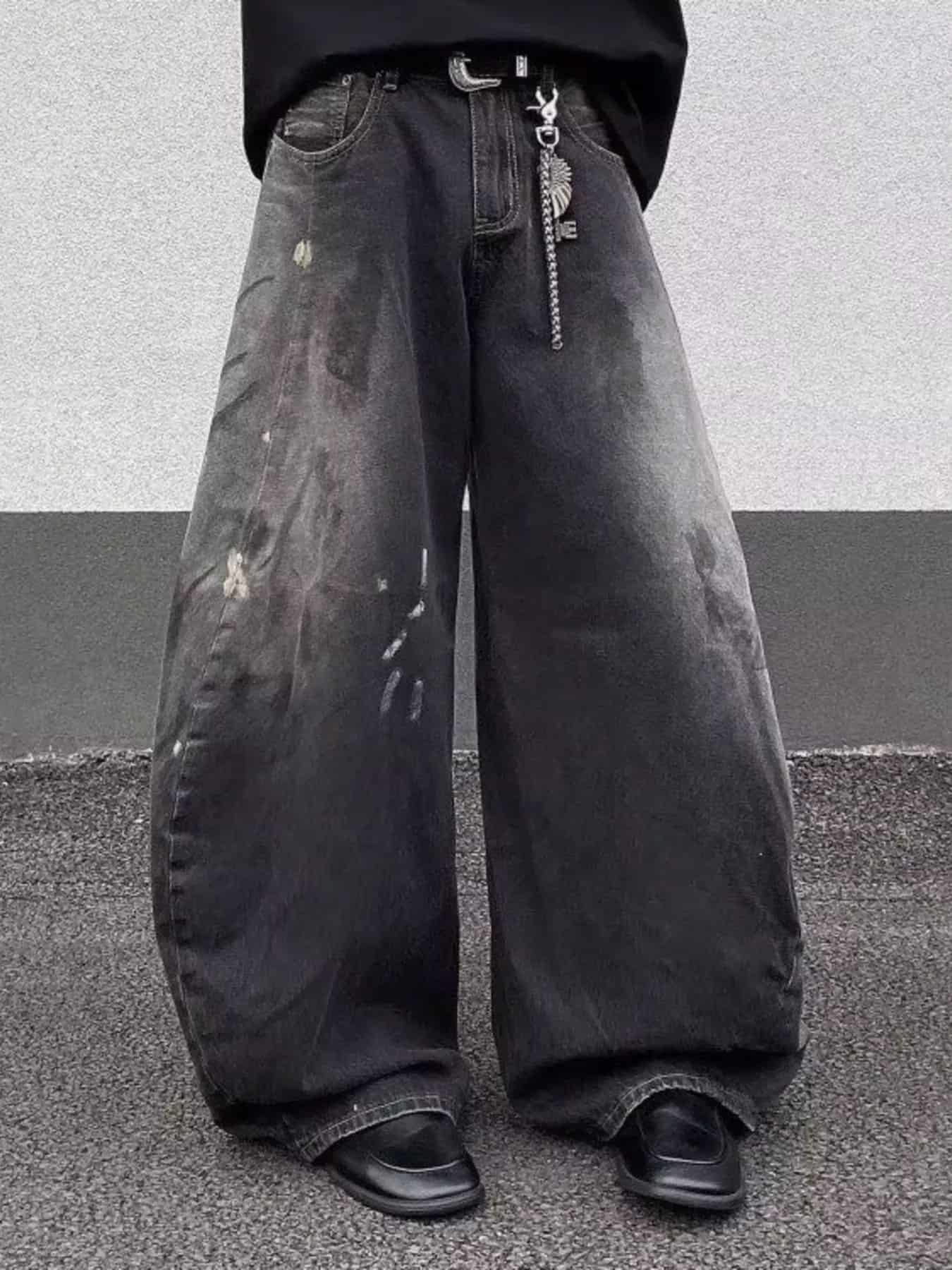 Men's Full Size Wide Leg Distressed Jeans Plus Size