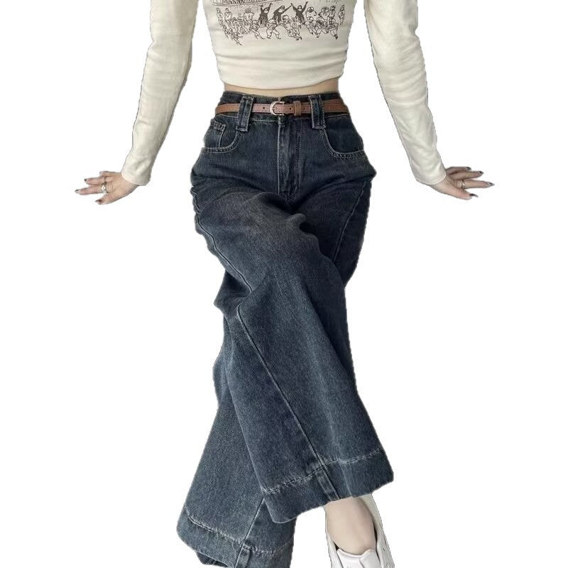 Womens Straight-Leg Relaxed-Fit Retro Cropped Denim Jeans