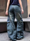 Vintage Wash Wide Leg Cargo Jeans