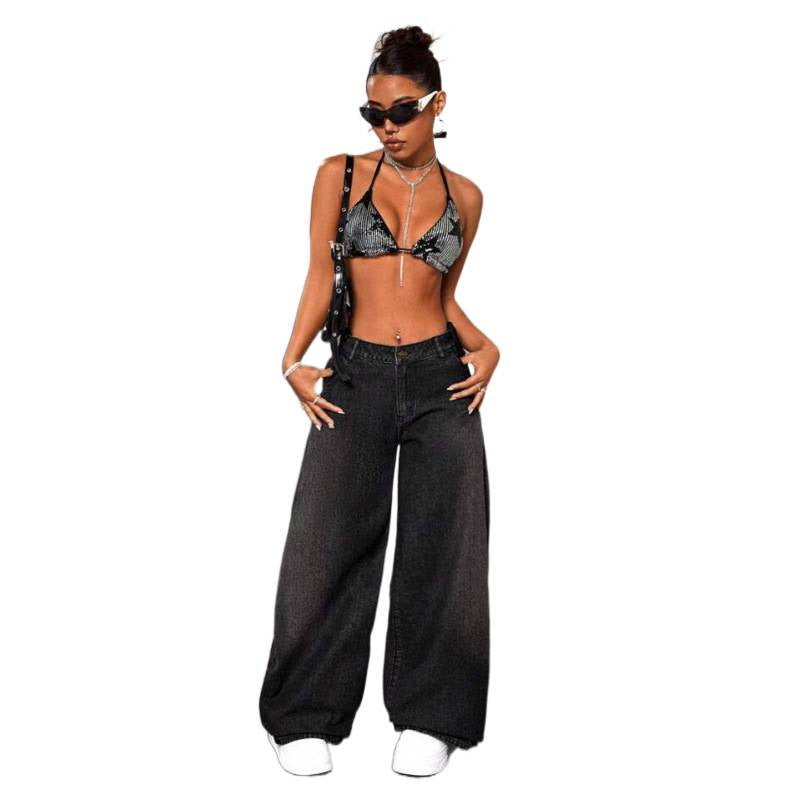 Personalized Fashion Jean Retro Loose-fit Wide-leg