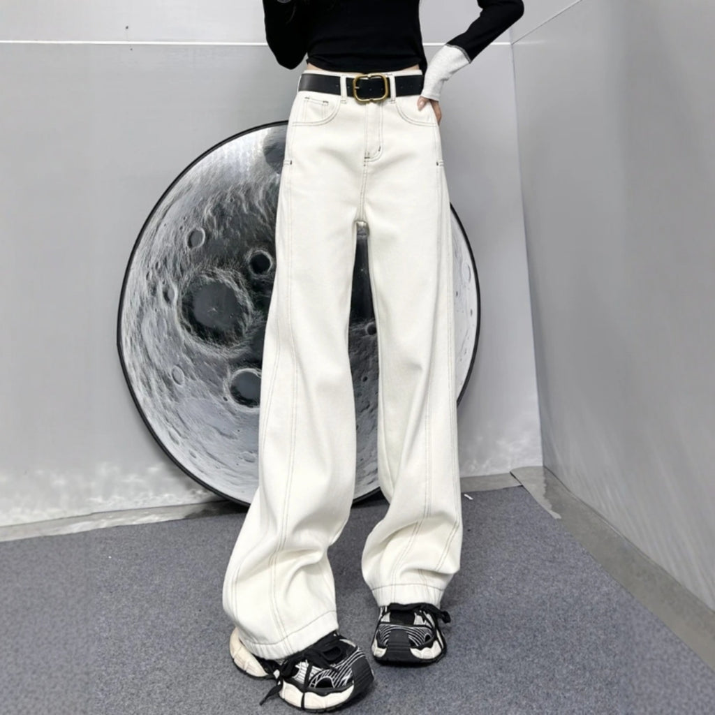 Womens Casual Loose-fitting Slimming Straight-leg Wide-leg Pants