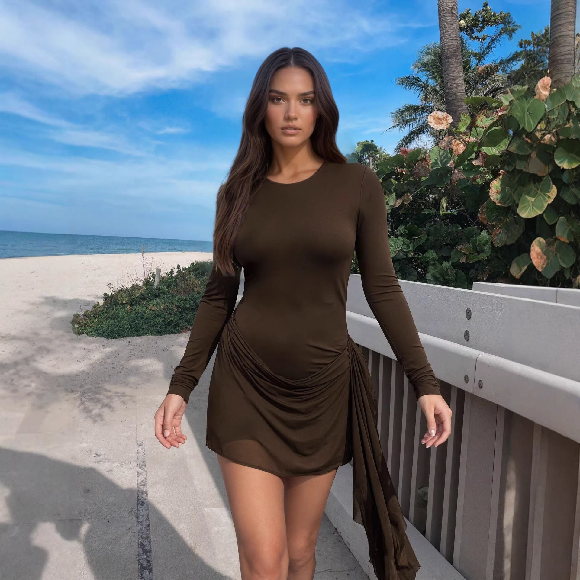 Slim-Fit Long-Sleeve Dress