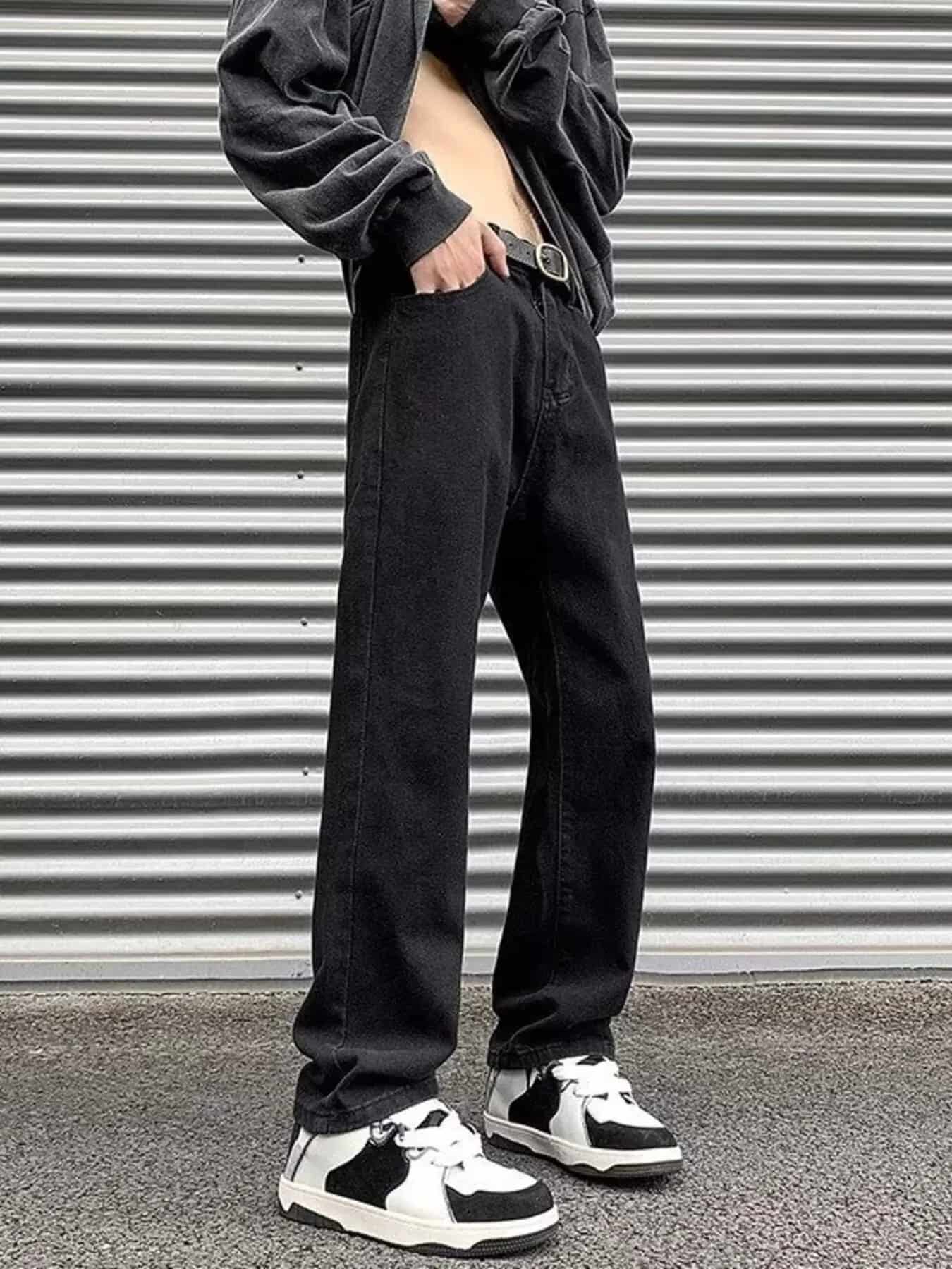 Men's Full Size Wash Wide Leg Jeans Plus Size