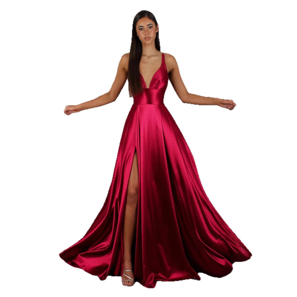 Women's Strap Solid Color V-Neck Dress