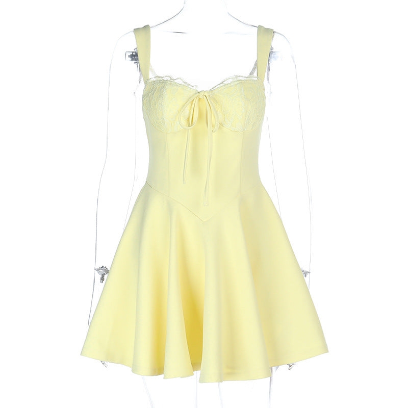 Women's Cinched Puffy Strap Dress