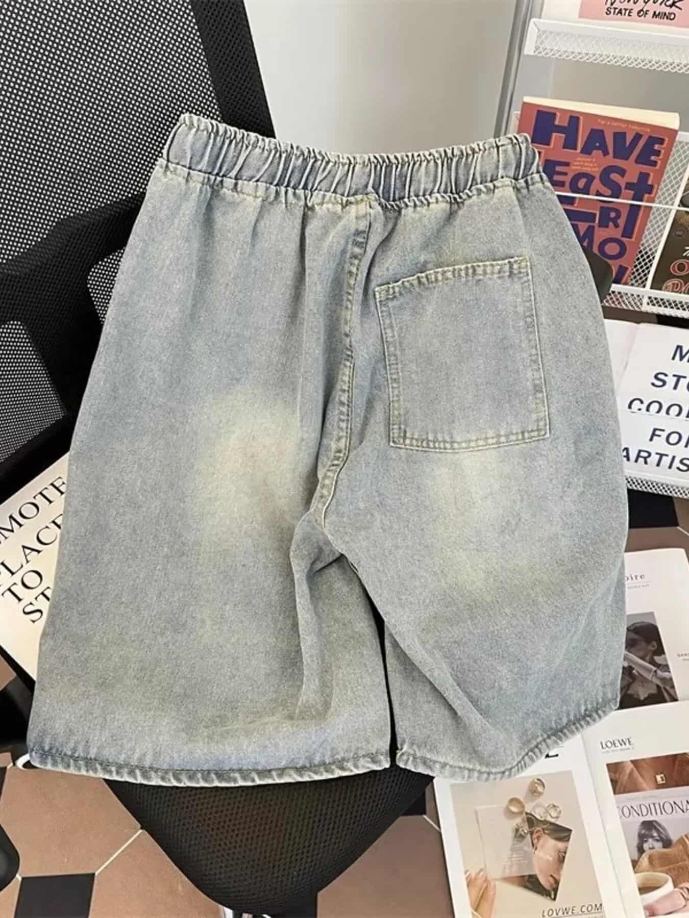 Men's Full Size Distressed Drawstring Denim Shorts Plus Size