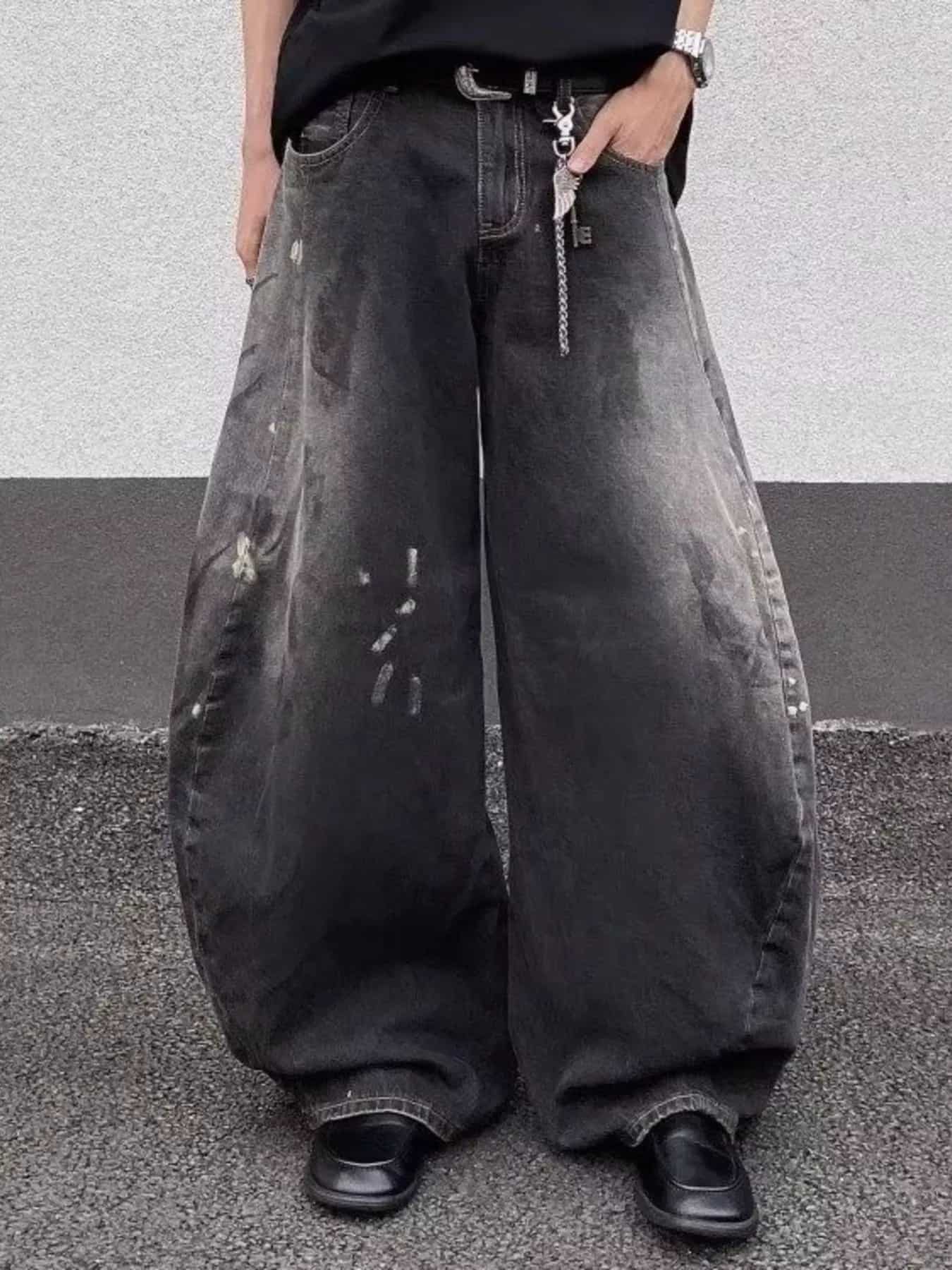 Men's Full Size Wide Leg Distressed Jeans Plus Size
