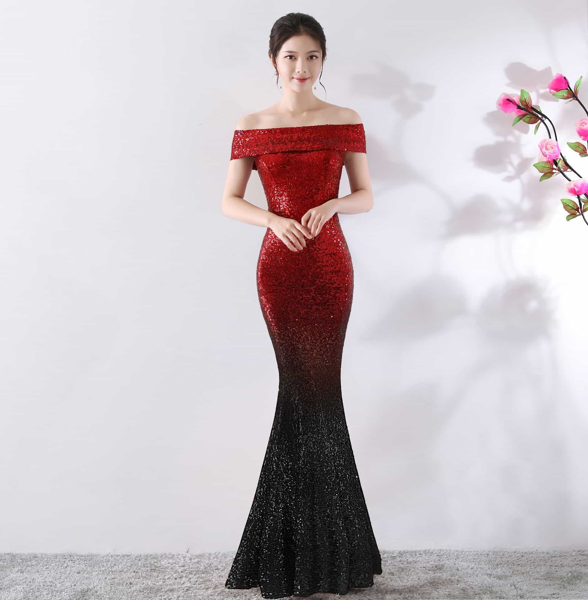 Robe de soirée moulante longue amincissante
