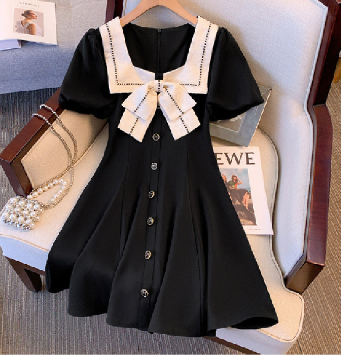 French-Style Square-Neck Dress