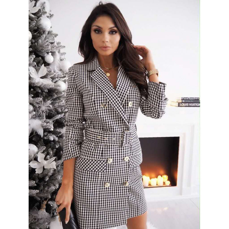 Belted Long-Sleeve Coat Dress