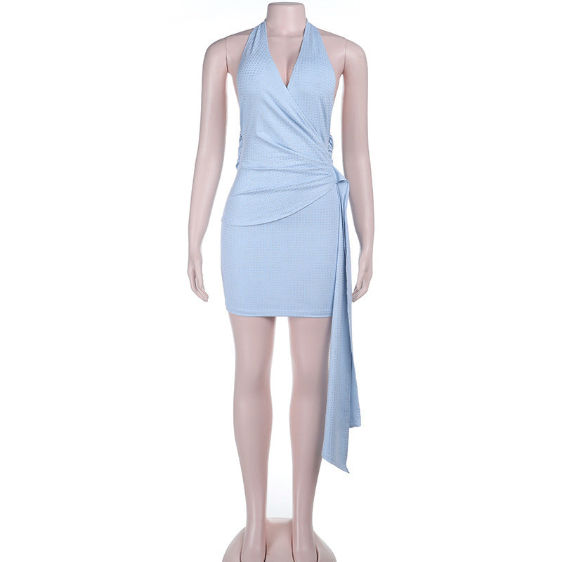 Open-front Backpack-style Hip Dress Womens Blue