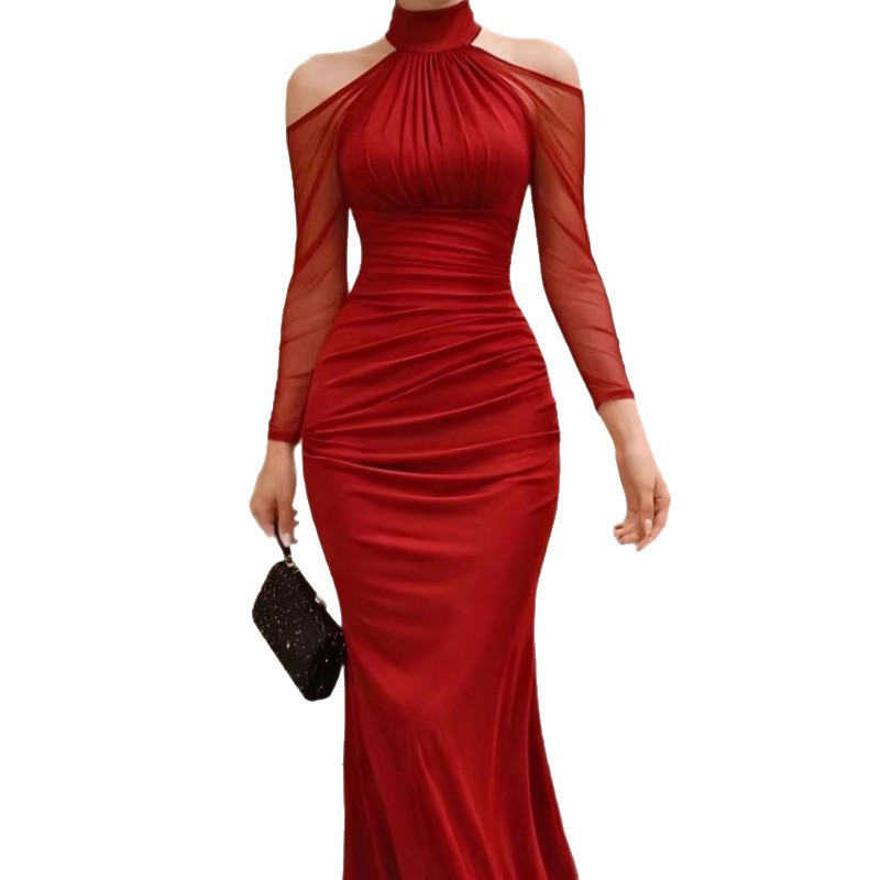 Elegant Fishtail Waist-Cinching Slimming Womens Dress