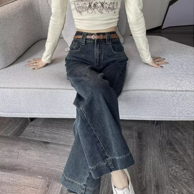 Womens Straight-Leg Relaxed-Fit Retro Cropped Denim Jeans