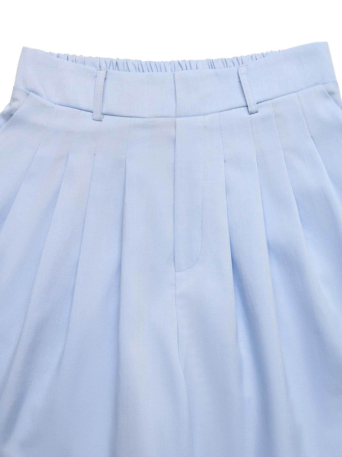 Pleated High-Waisted Shorts