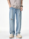 Male ripped skinny jeans distressed washed denim