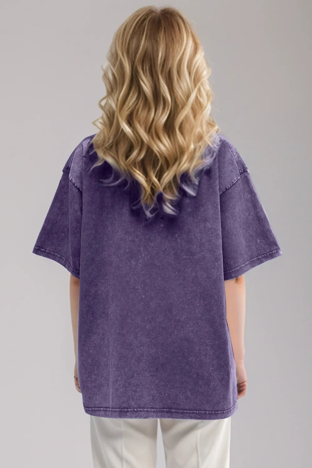 Mauve cotton half sleeve round neck t-shirt angled profile casual women's fashion staple
