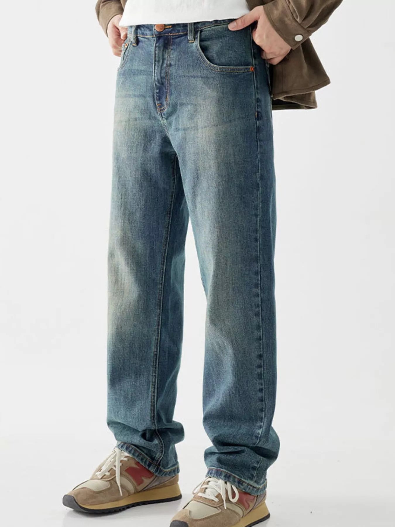 Men's light wash jeans vintage loose fit denim waist sizes 28-32