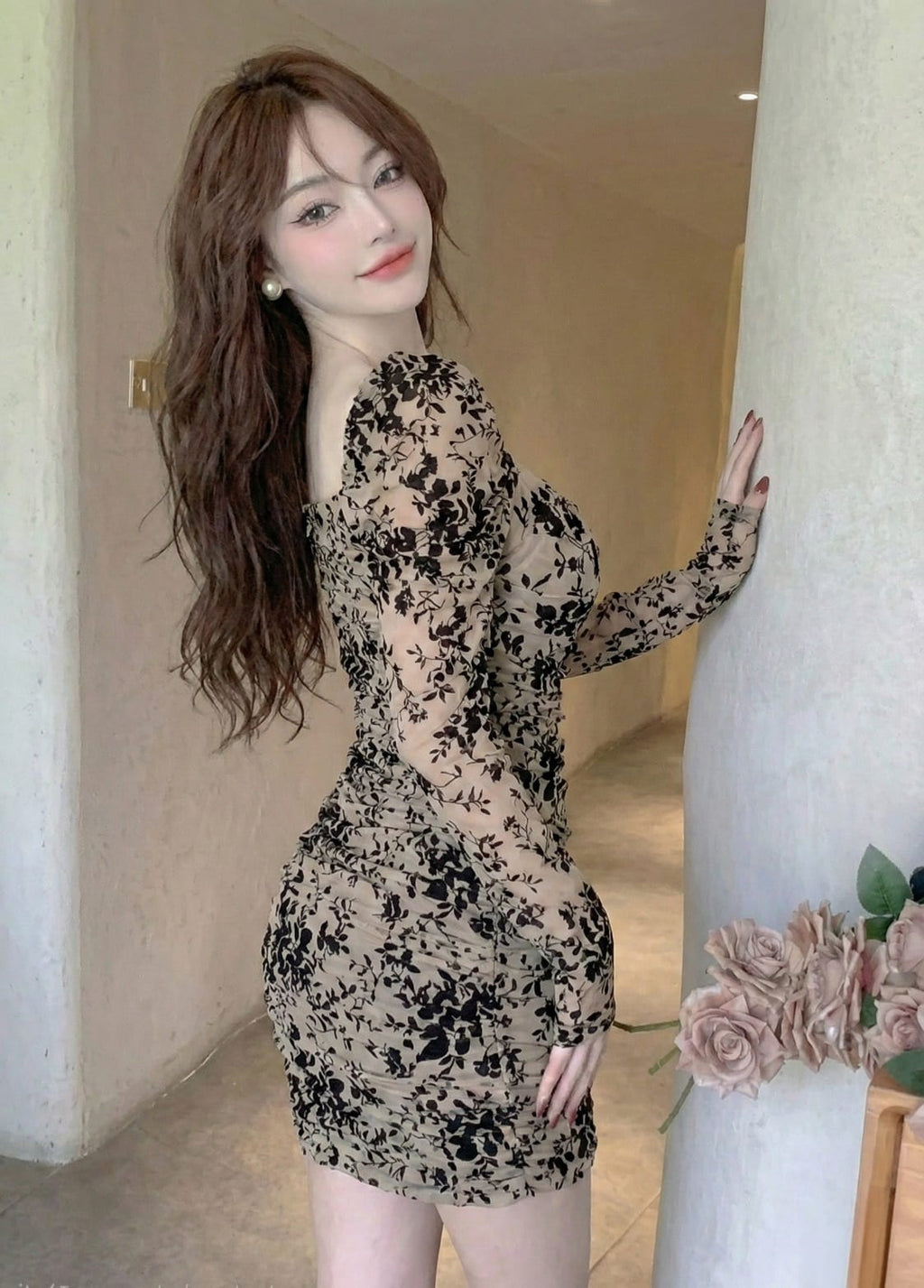 Fleur Nude Sculpted Mini Dress