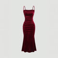 European And American Women's Velvet Strapless Dress, Mid-length Banquet Dress With Elegant Temperament