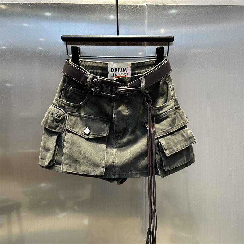 Youth-boosting High-end Workwear Denim Skirt