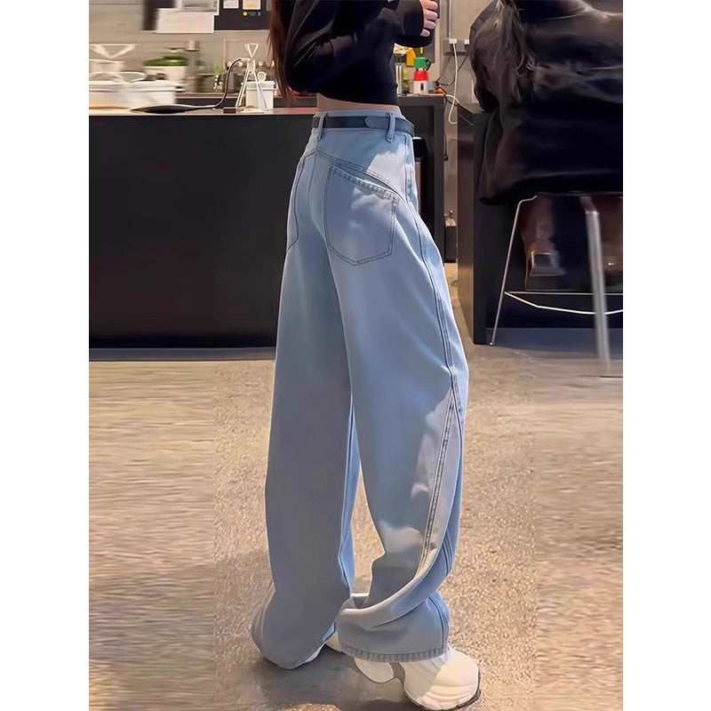 Springautumn New Style White Straight-leg Jeans For Plus-size Women