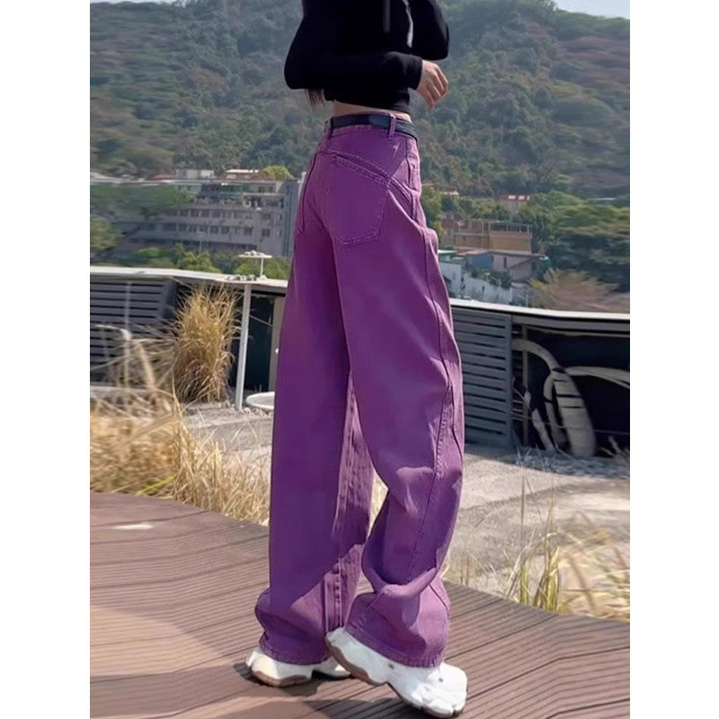 Springautumn New Style White Straight-leg Jeans For Plus-size Women