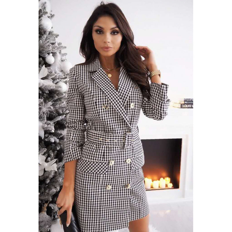 Belted Long-Sleeve Coat Dress