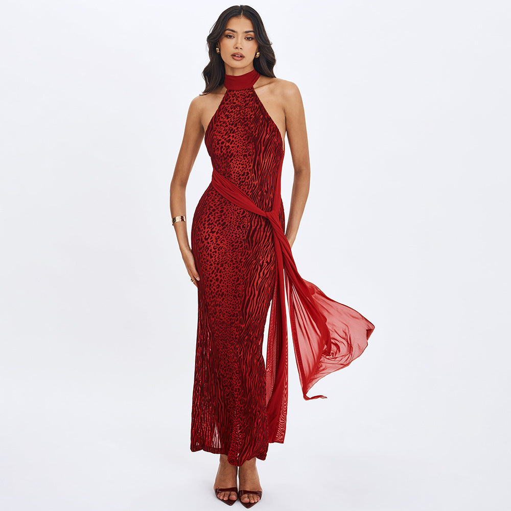 Women's New Halterneck Flowy Split Dress