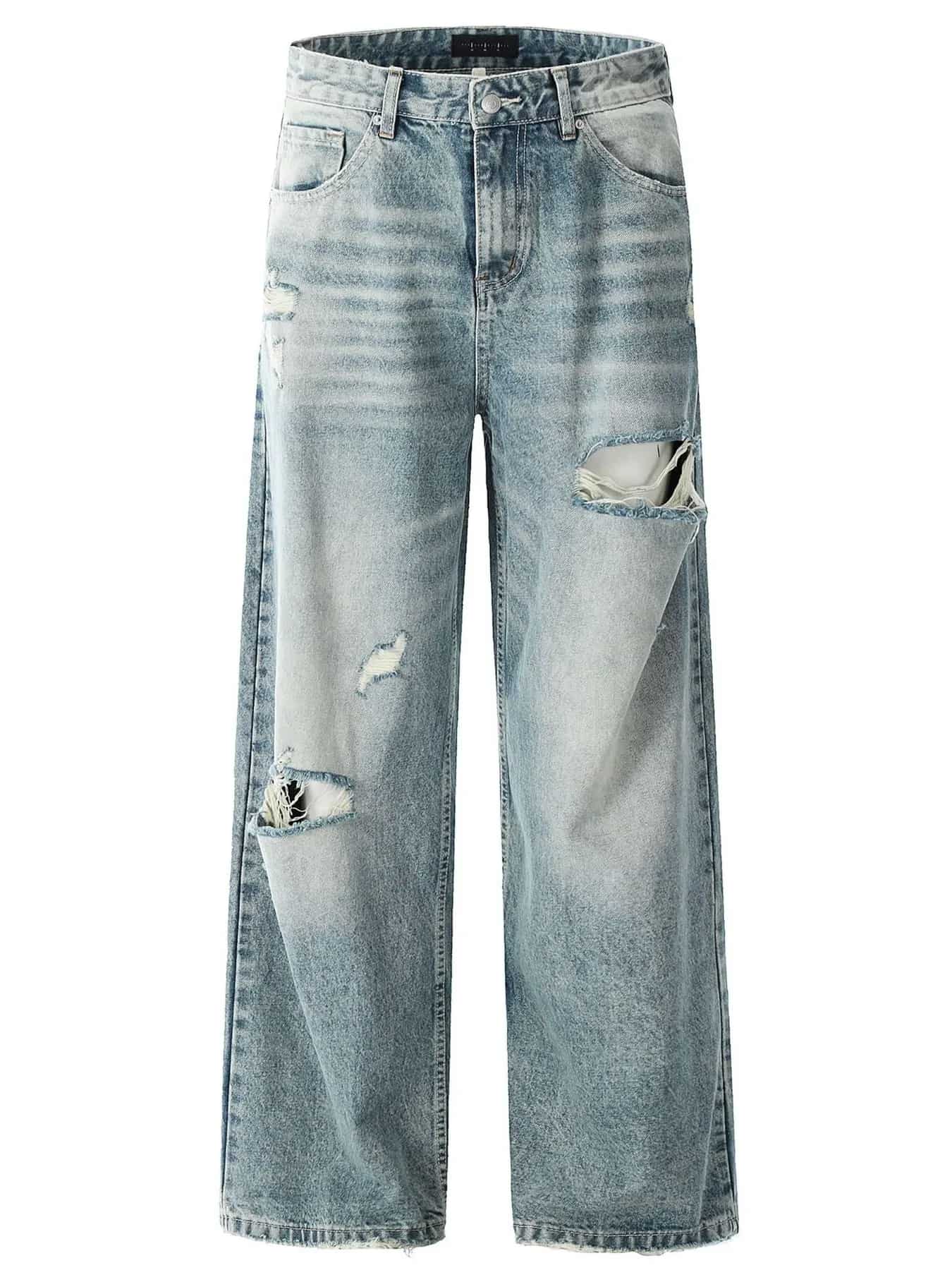 Men's Distressed Wide Leg Jeans