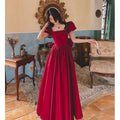 Winter Wine Red French Princess Dress