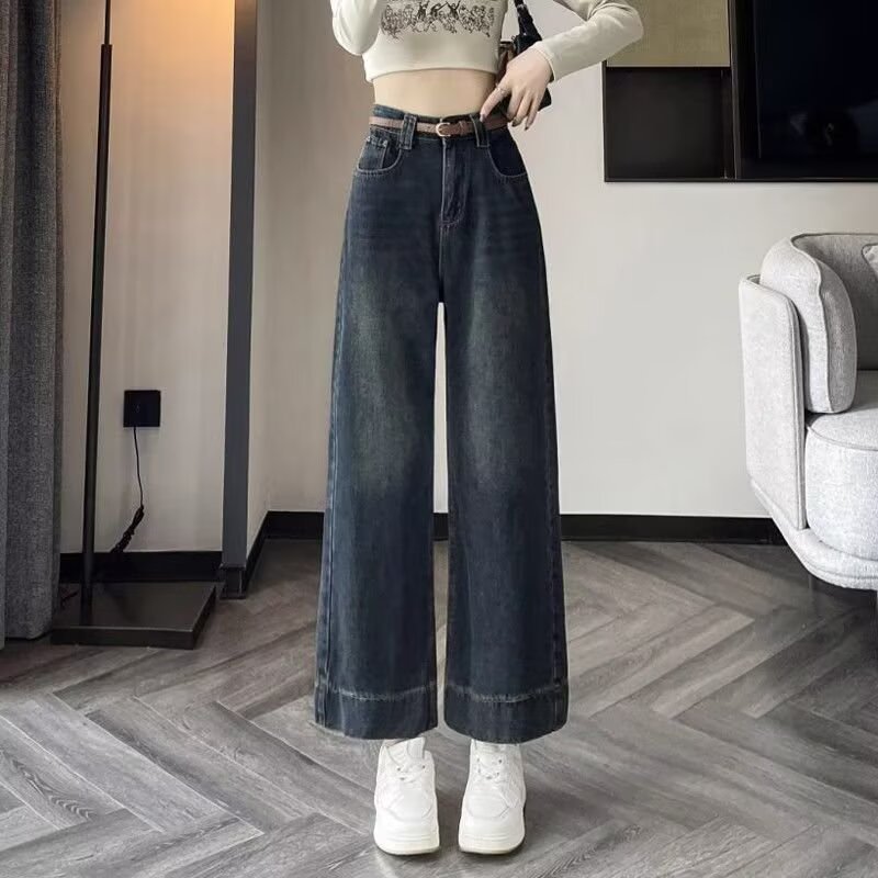 Womens Straight-Leg Relaxed-Fit Retro Cropped Denim Jeans