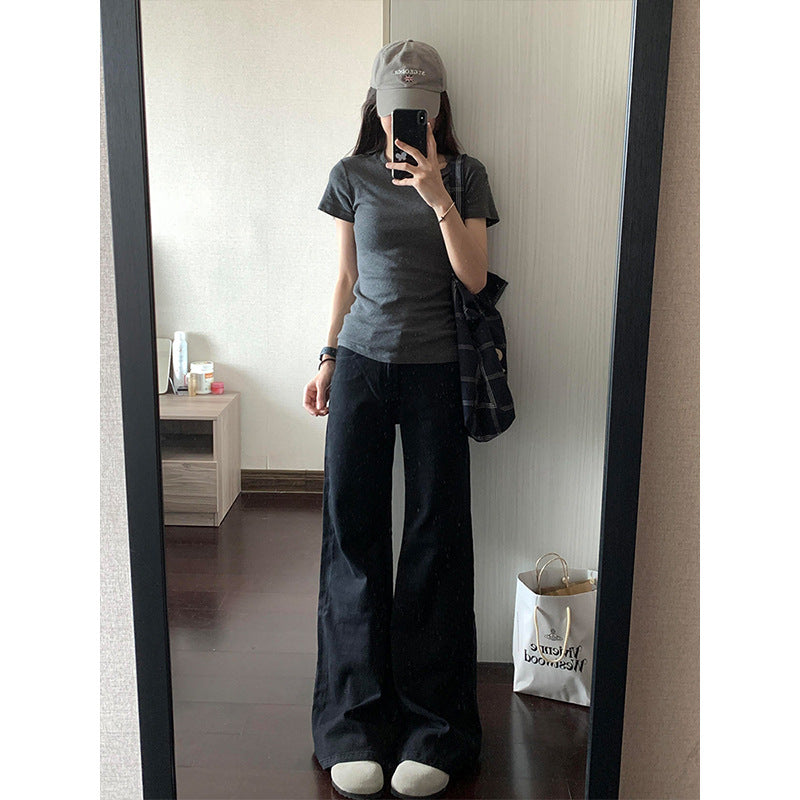 Black Flared Casual Jeans For Women