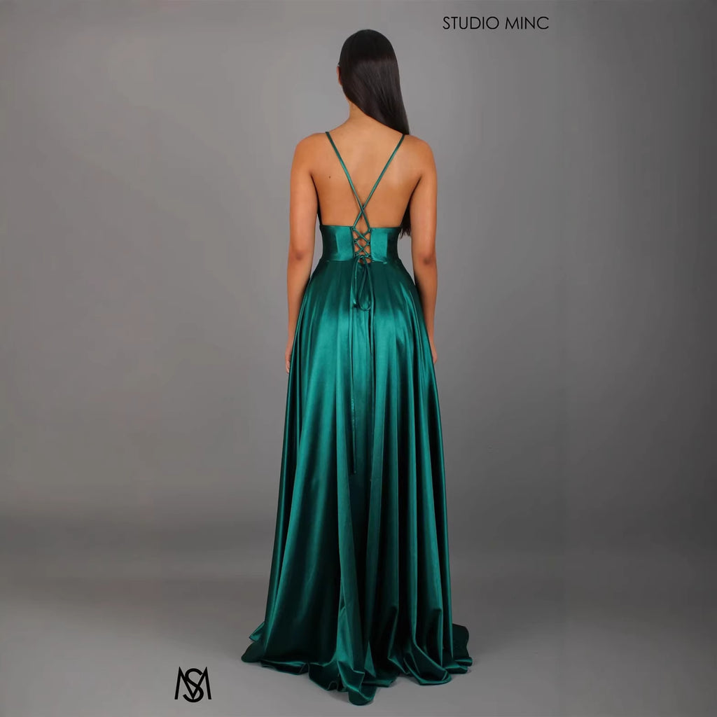 Women's Strap Solid Color V-Neck Dress