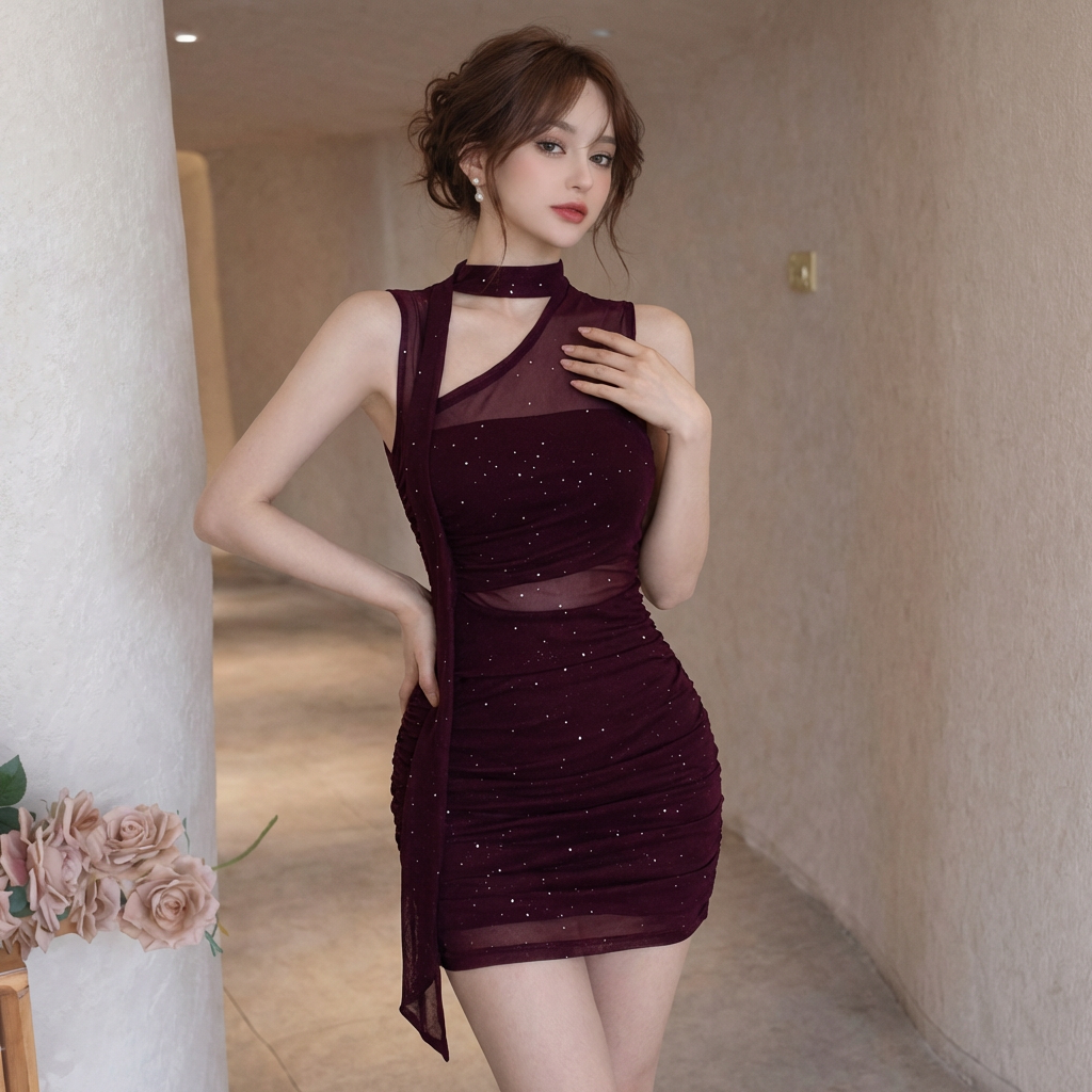 heart-button-vneck-cardigan-pink-front
Pink textured heart button V-neck cardigan for women, romantic lightweight knit sweater – romantic-core essential
Woman wearing a burgundy dress with cut-out design in an indoor setting