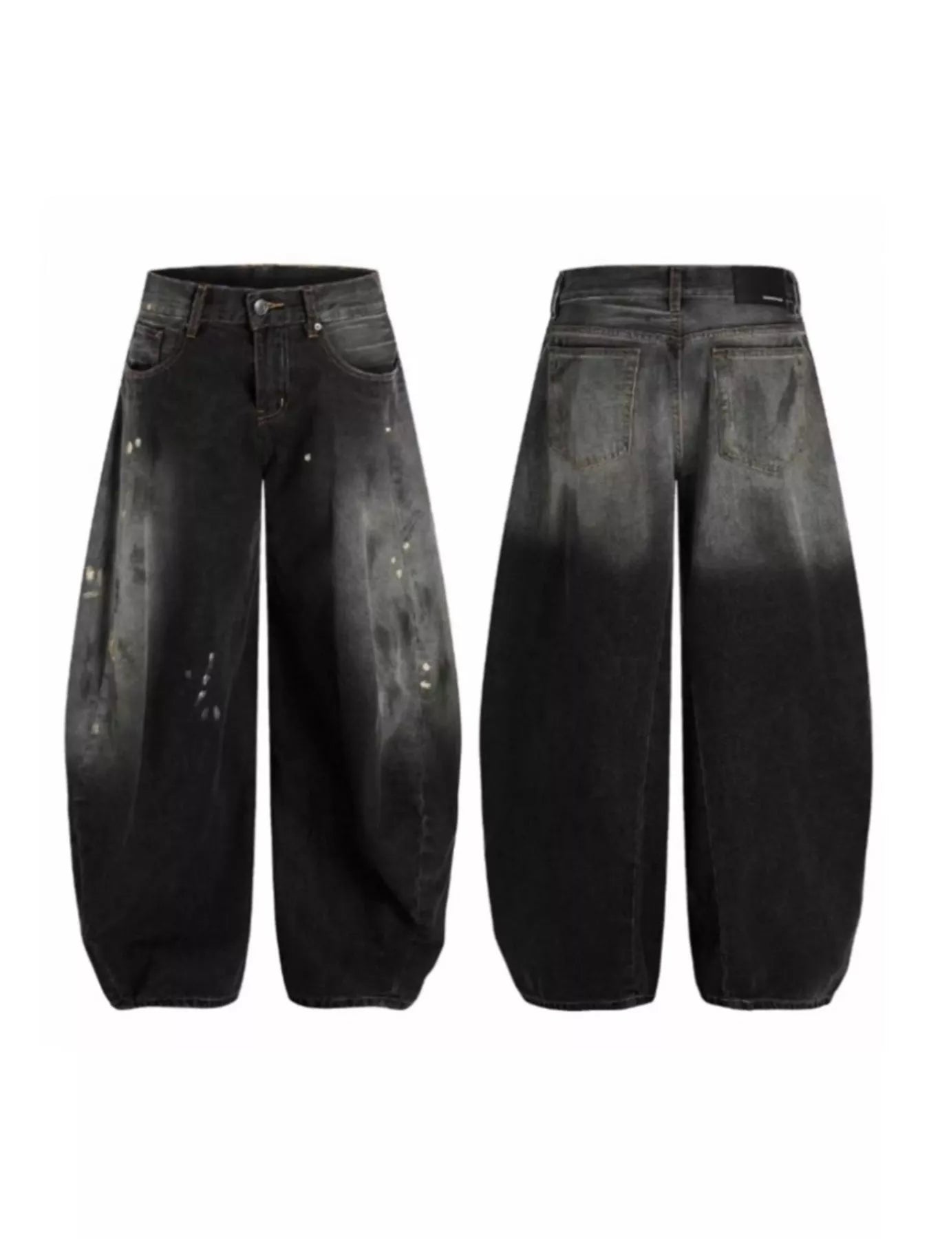 Black distressed jeans men's plus size wide leg S-2XL