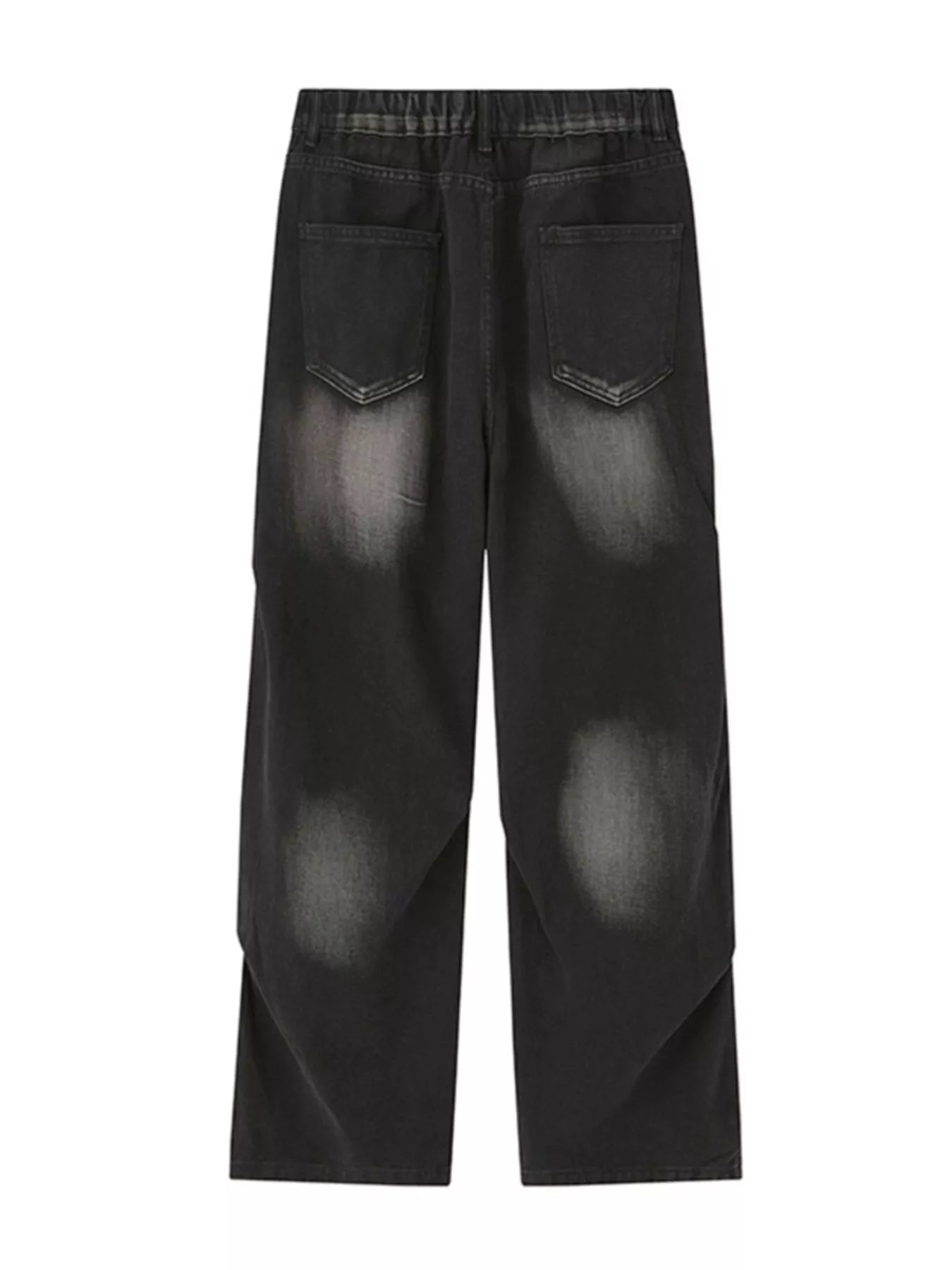 Black ripped jeans mens gradient wide leg full size S-3XL