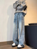 Blue wide leg jeans vintage Cat's Whisker detail plus size S-2XL