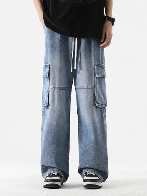 Cargo jeans slim premium plus size utility denim S-3XL