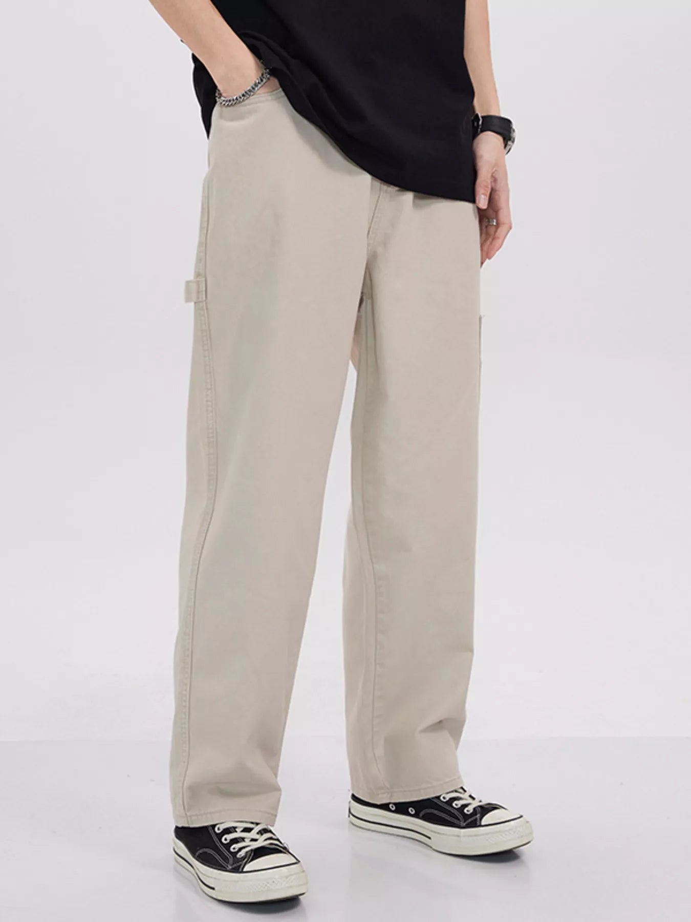 Cargo trouser jeans Apricot plus size loose fit men's S-2XL