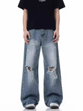 Cheap jeans for men distressed wide leg jeans plus size S-2XL