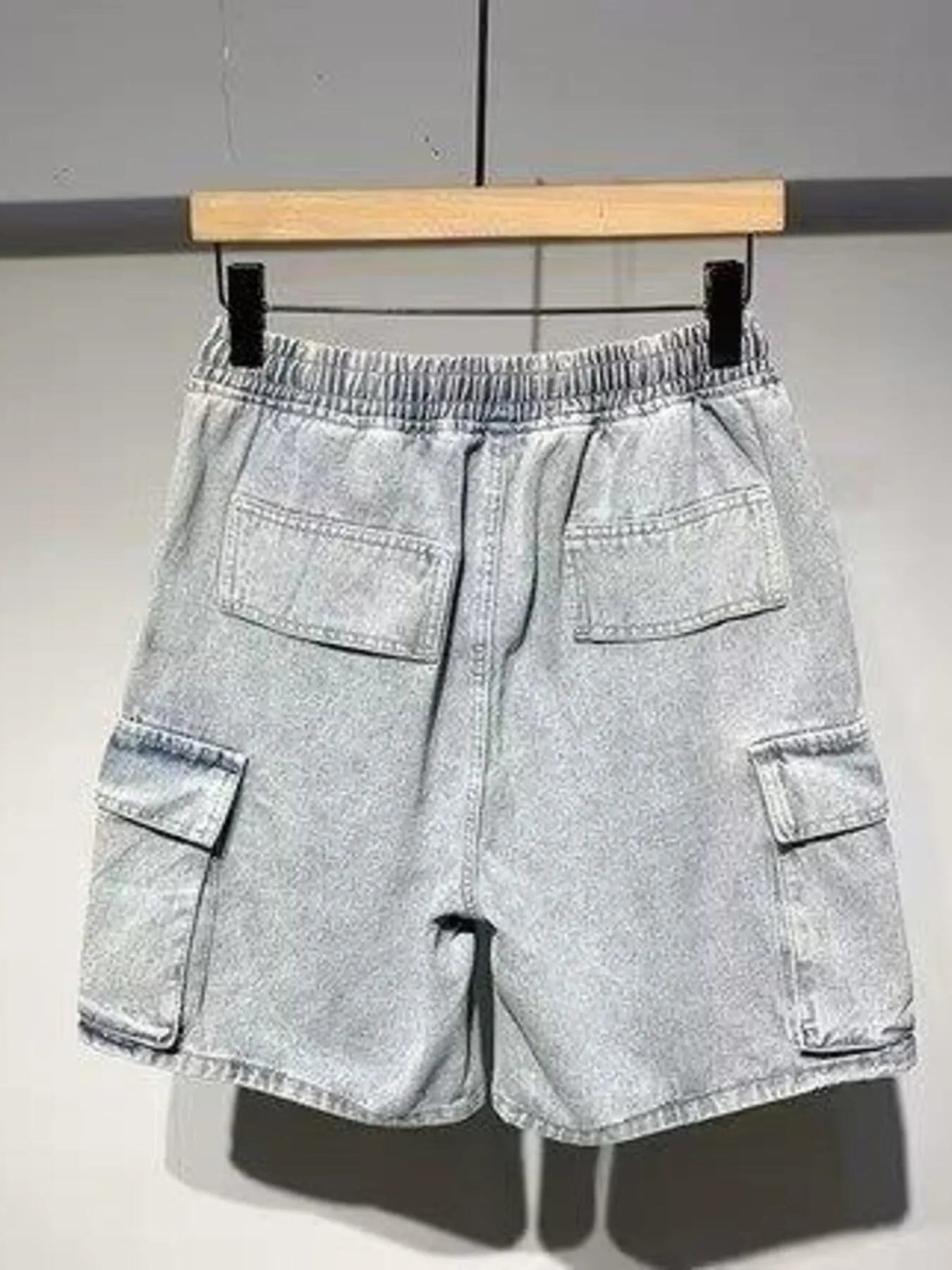 Denim shorts cargo men's plus size elastic waist S-3XL 