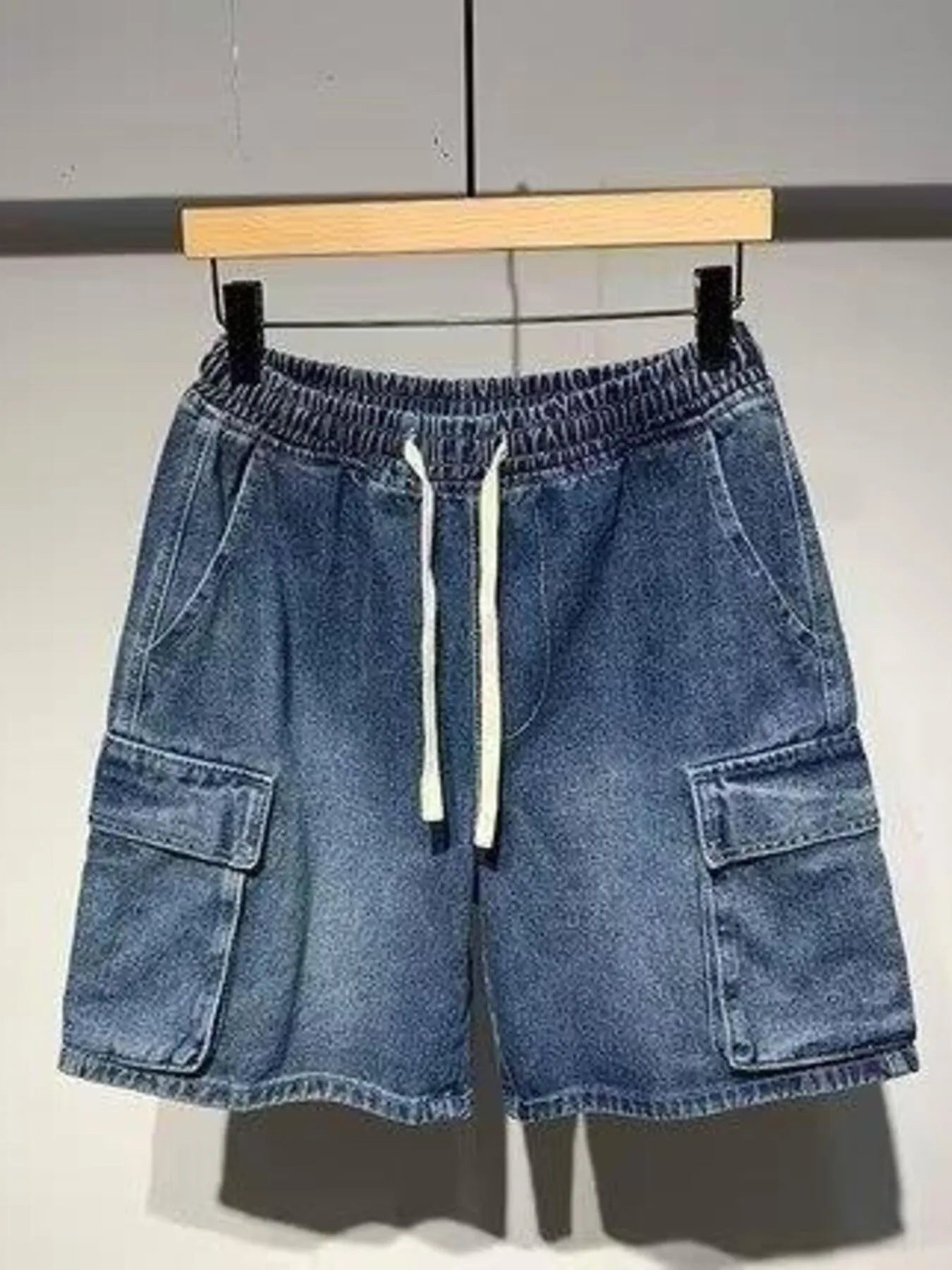Denim shorts cargo men's plus size elastic waist S-3XL