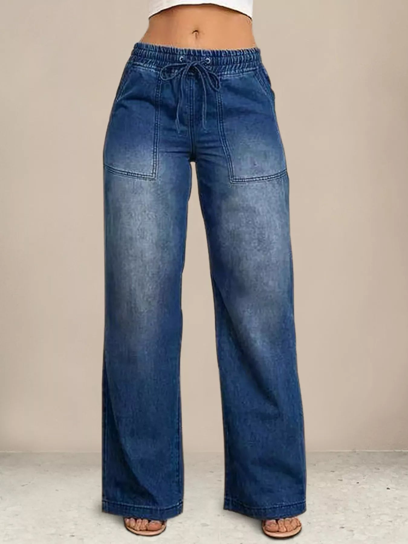 Levi's blue jeans for women drawstring waist wide leg