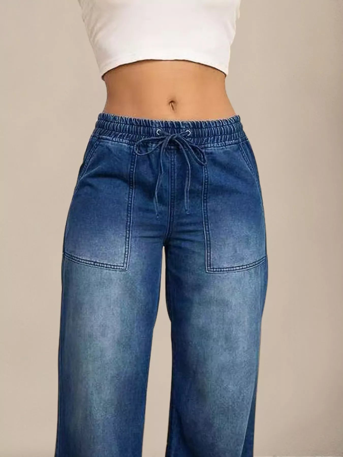 Levi's blue jeans for women drawstring waist wide leg